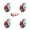 Service Caster 6 Inch Red Poly on Cast Iron Swivel Caster Set with Roller Bearings and Brakes SCC-30CS620-PUR-RS-TLB-4 - alternate 4